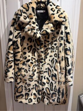 Ricki's Leopard Print Faux Fur Jacket - Beige Black Tan